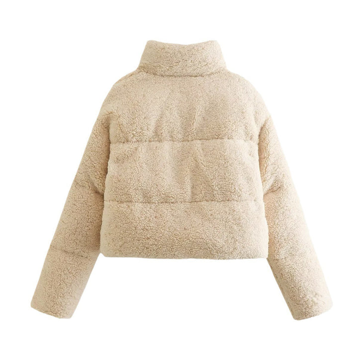 Ladies Teddy Jacket Short with High Collar and Side Pockets