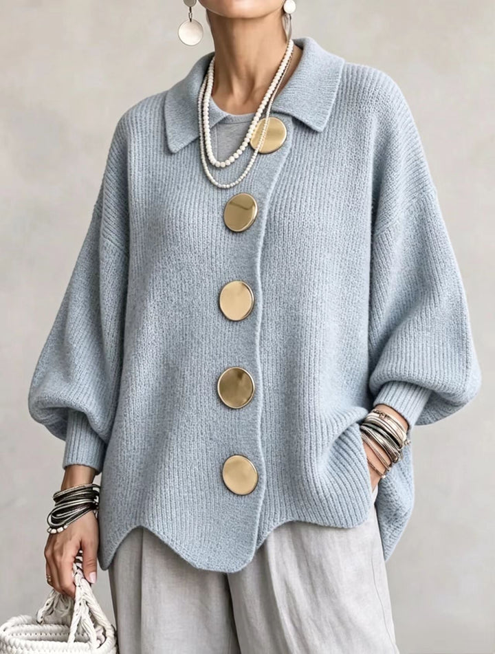 Annette™ | Elegant Oversized Vest with Large Gold Buttons