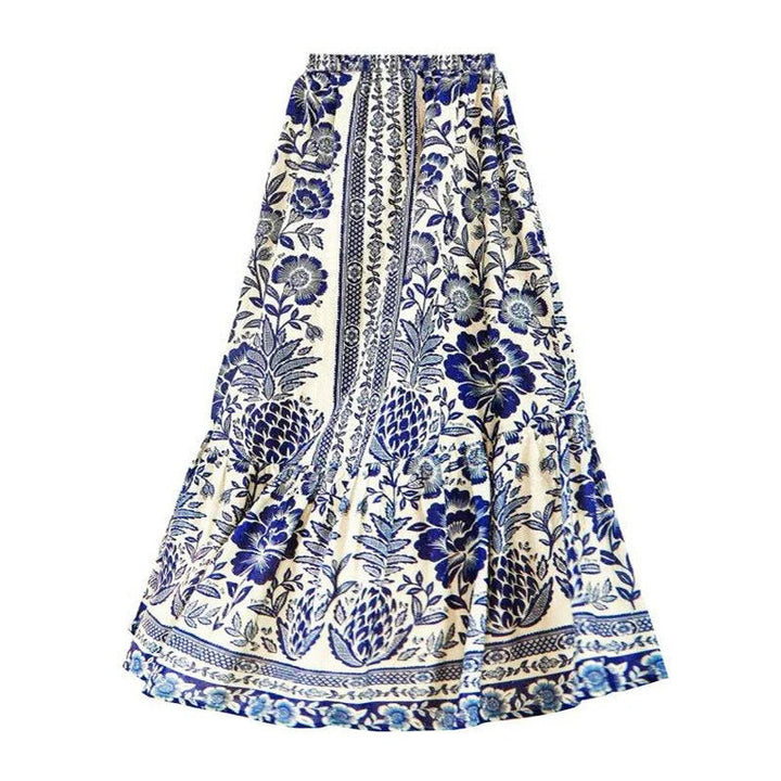 Women's Swimsuit with Floral Pattern and Chic Skirt EB