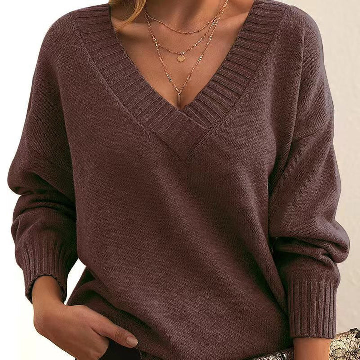 Casual Knitted Jumper in Solid Colour