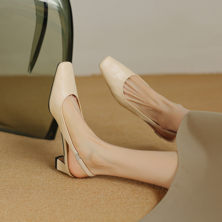 Women's Leather Slingback Block Heels – Ersa