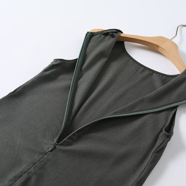 Women's Sleeveless Maxi Dress with Elegant Cut in Flowing Fabric Valéora, view 4 - Elena Harper
