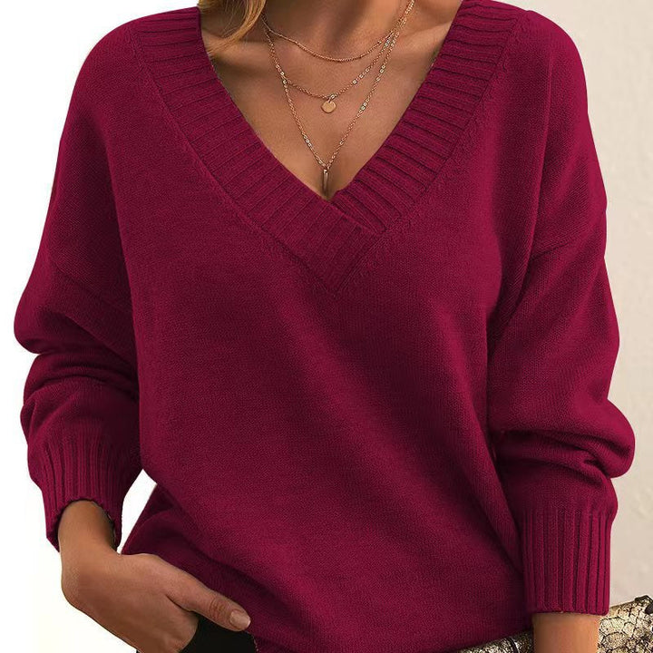 Casual Knitted Jumper in Solid Colour