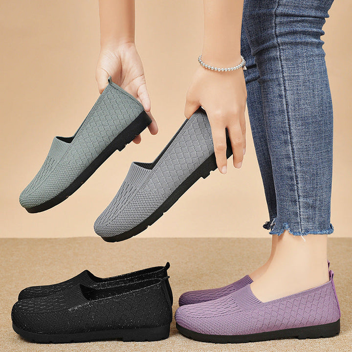Women's Breathable Slip-On Casual Shoes with Flexible Knitted Design EB