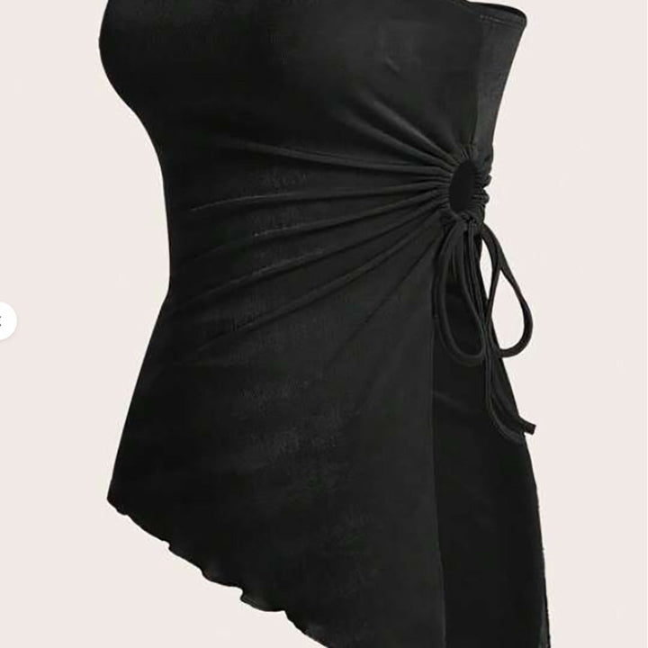 Women's Bandeau Top with Fashionable Wrap Design and Adjustable Straps EB