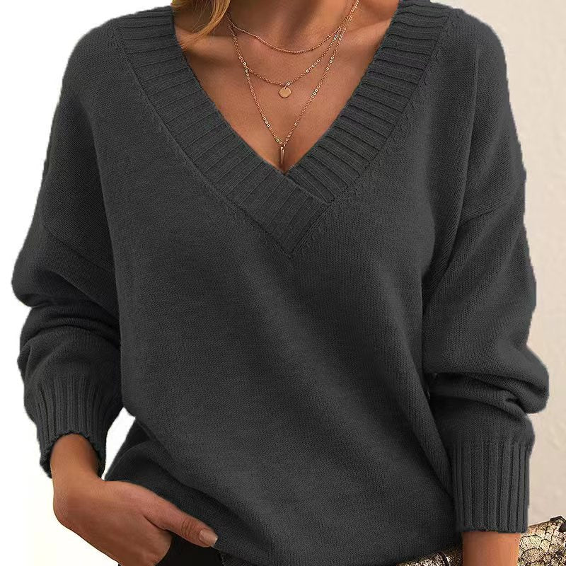 Casual Knitted Jumper in Solid Colour