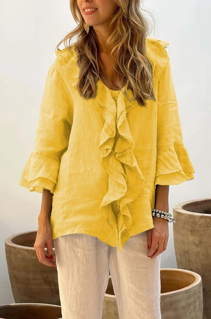 Primrose – Ruffle Front Tunic Blouse