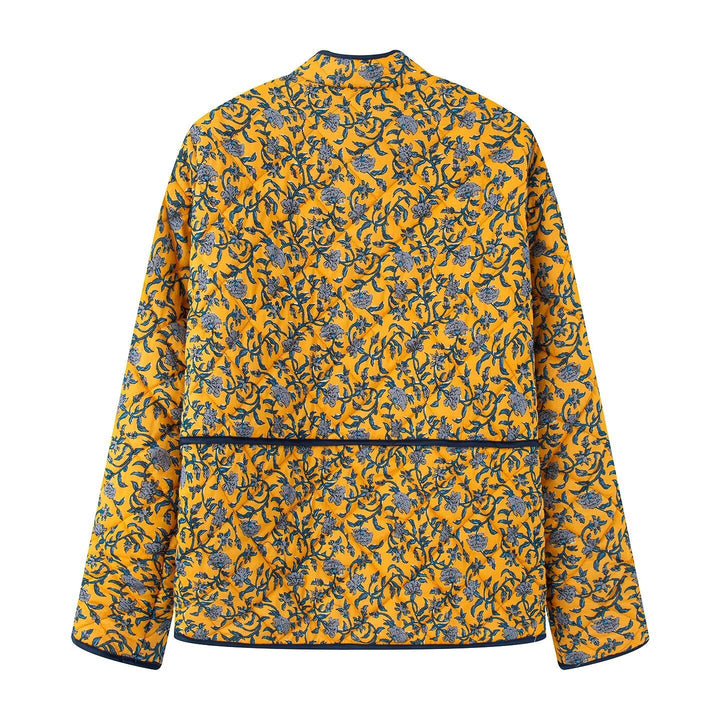 Women's Extraordinary Quilted Jacket with Floral Patterns and Practical Pockets EB