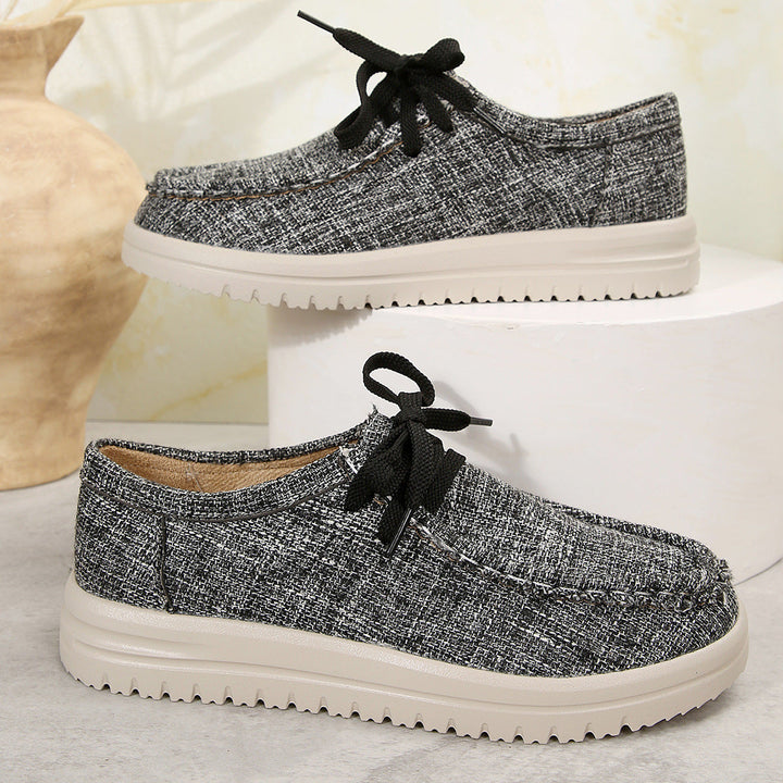 Women's Comfortable Lace-Up Shoes Made of High-Quality Textile EB