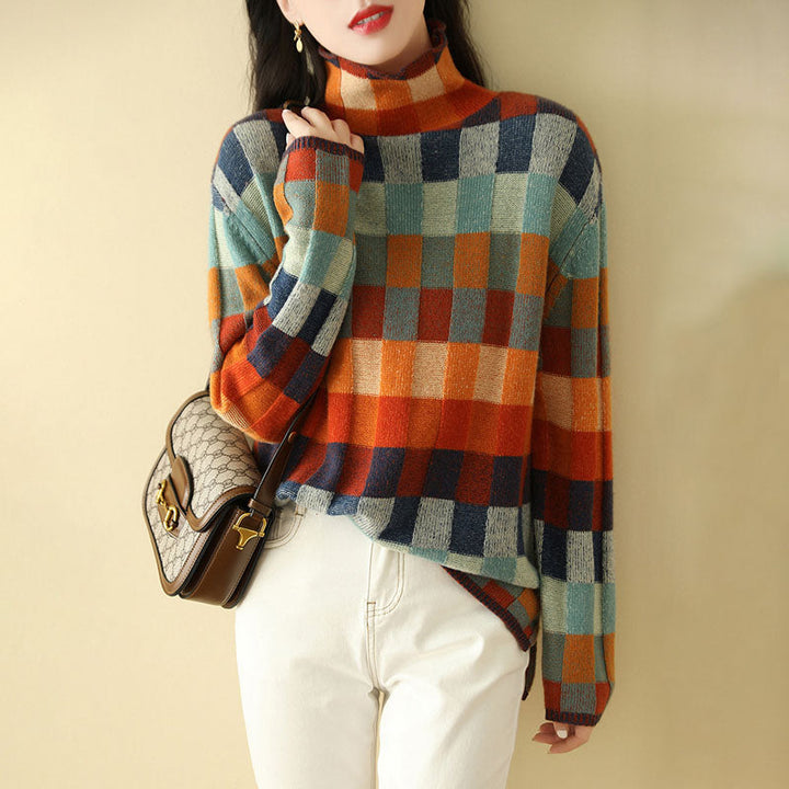 Colourful Check Knit Jumper