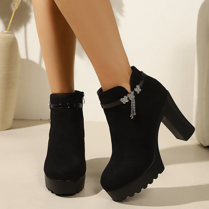 Women's Ankle Boots with Glitter Detail and Non-Slip Sole