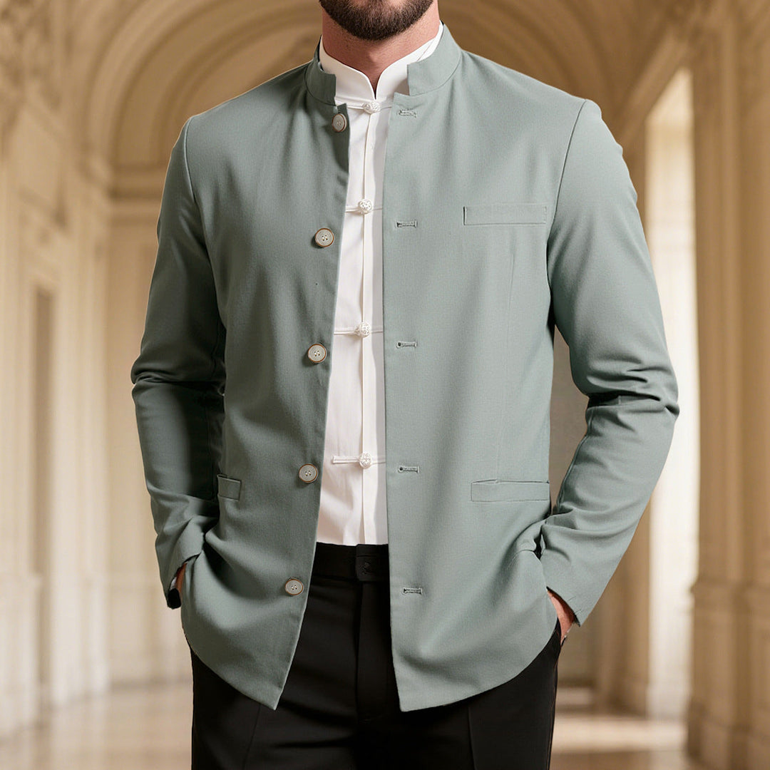 Men's High Collar Blazer - Modern & Elegant Style