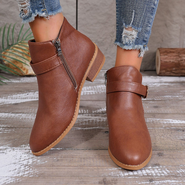 Women's Ankle Boots with Cushioned Insole and Convenient Zipper