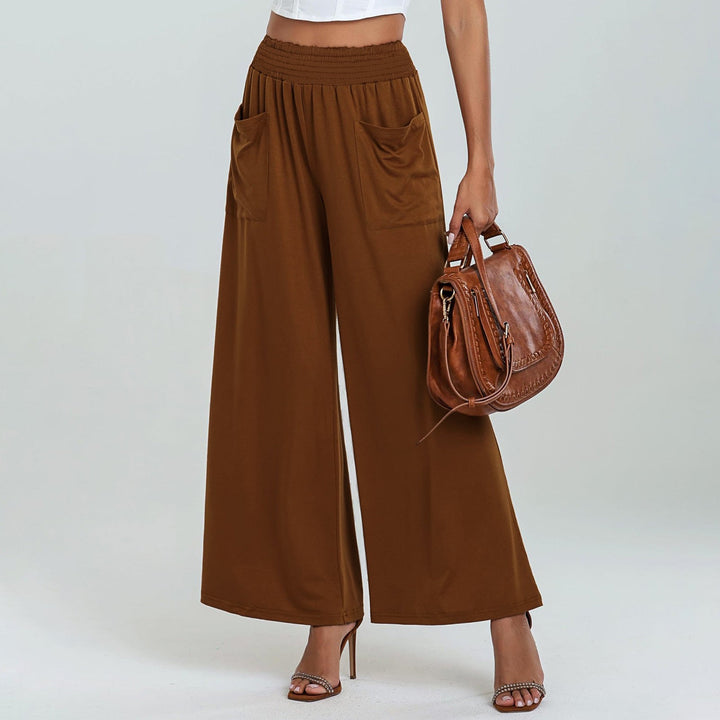 Women's Comfortable Loose-Fitting Leisure Pants with Elastic Waistband and Practical Side Pockets EB