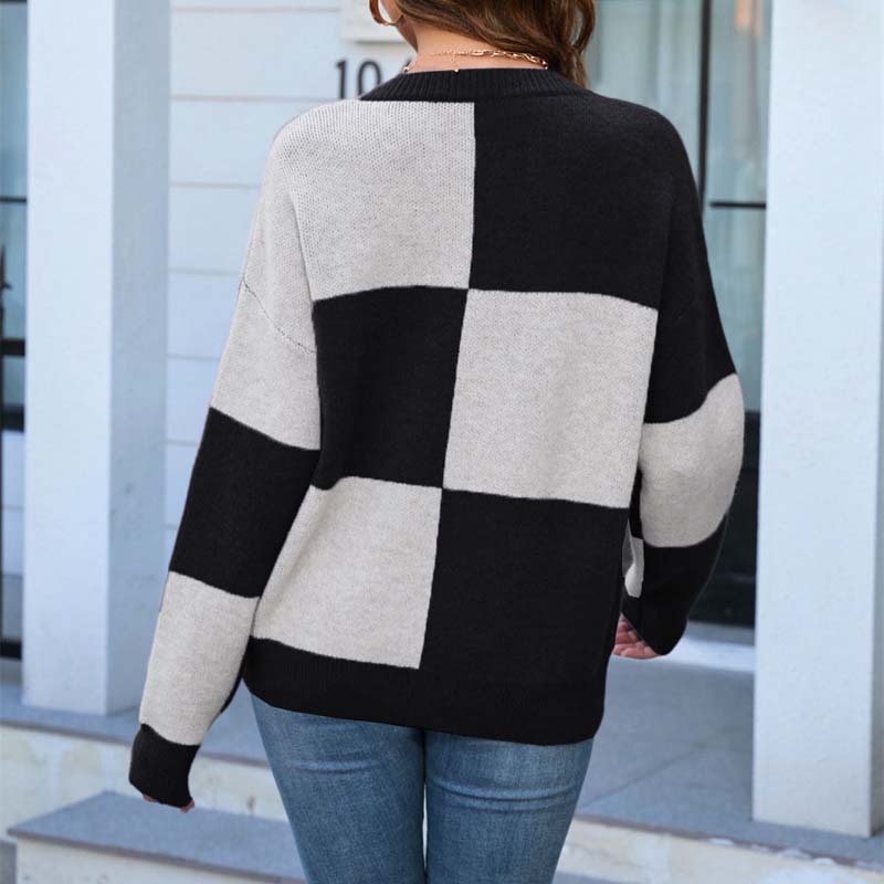 Casual Checkered Pullover