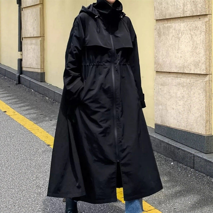 Women's Oversized Maxi Coat with Hood and Cape Yoke