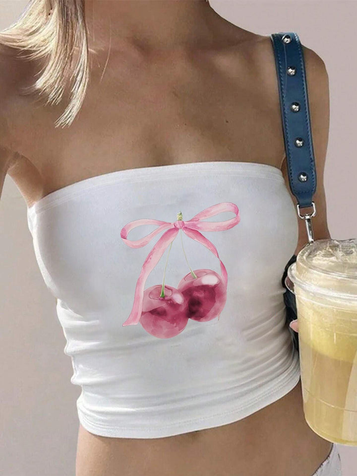 Women's Bandeau Top with Eye-Catching Statement Print EB