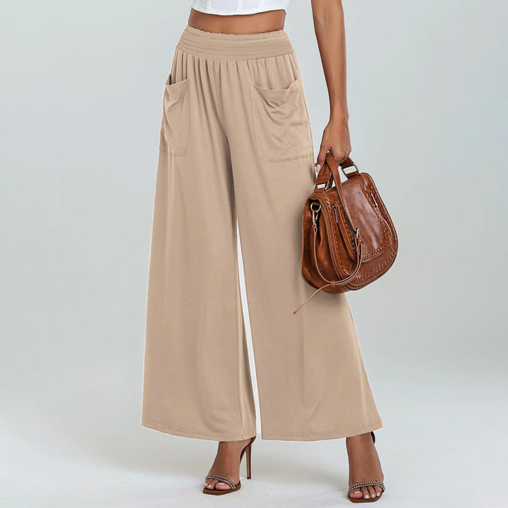 Women's Comfortable Loose-Fitting Leisure Pants with Elastic Waistband and Practical Side Pockets EB