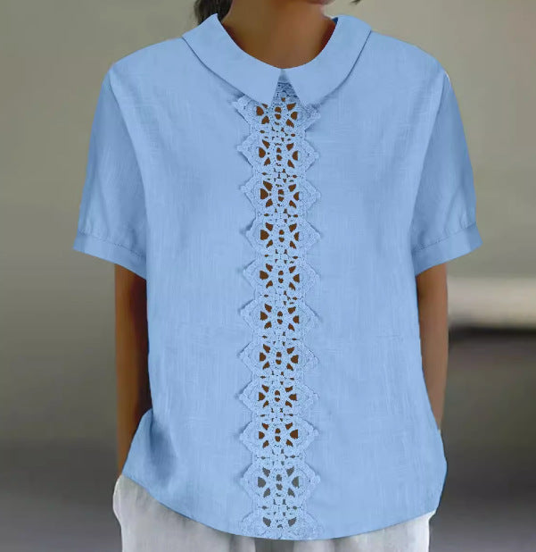 Women's Light Lace Panel Blouse - Effortless Style