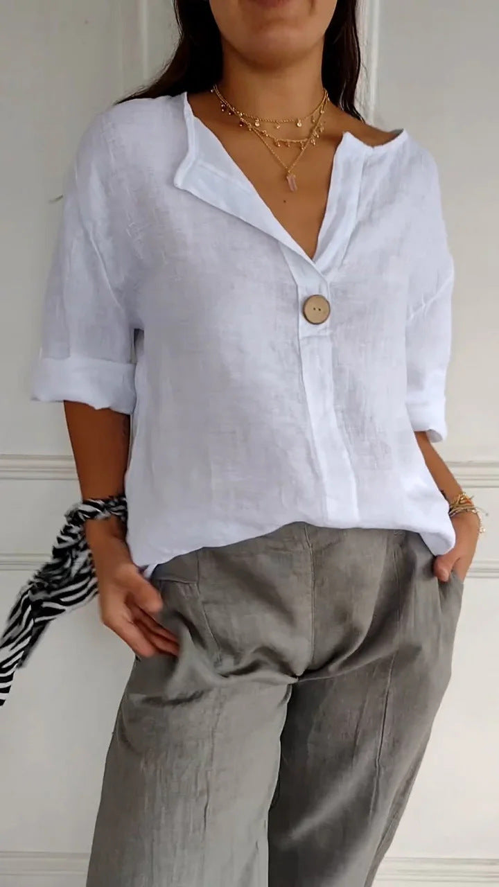 Women's Airy Button Blouse - Effortless Comfort for Casual Style