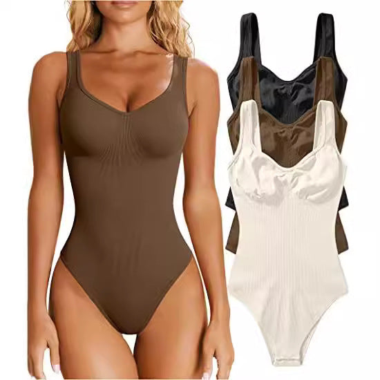 Women's Bodysuit with Spaghetti Straps and Figure-Hugging Cut Bodéline, view 4 - Elena Harper