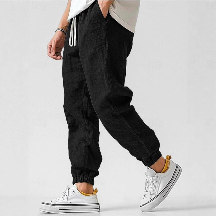 Men's Relaxed Fit Casual Pants with Elastic Waist & Pockets