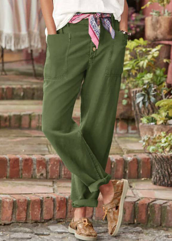Marnie Ellison | Linen Look Trousers With Button Detail For Women