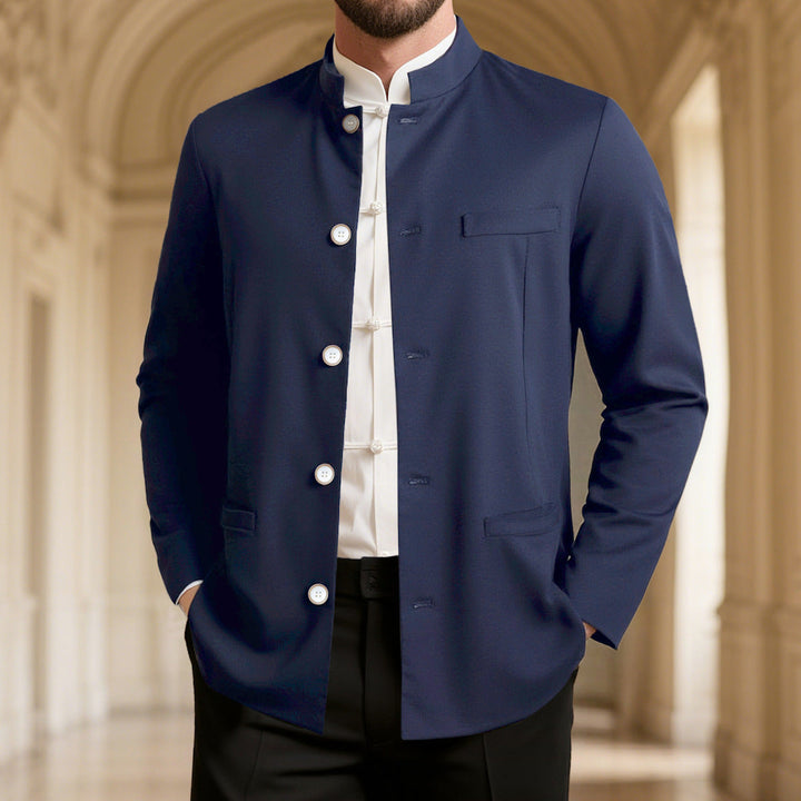 Men's High Collar Blazer - Modern & Elegant Style