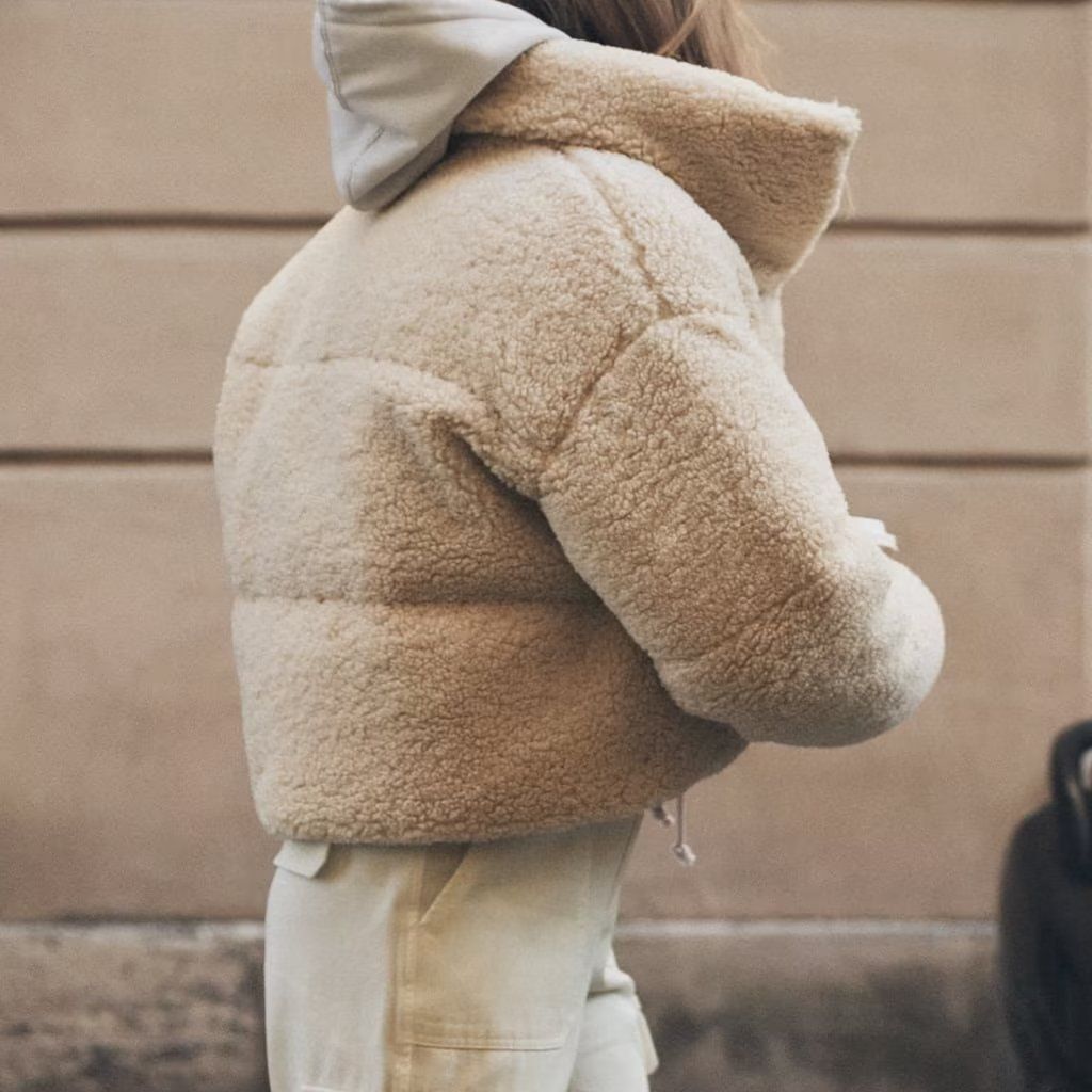 Ladies Teddy Jacket Short with High Collar and Side Pockets