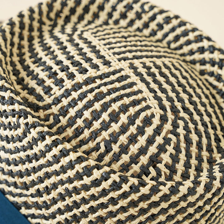 Women's Straw Hat with Wide Brim and Contrast Band