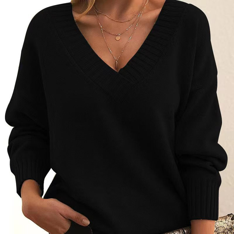 Casual Knitted Jumper in Solid Colour
