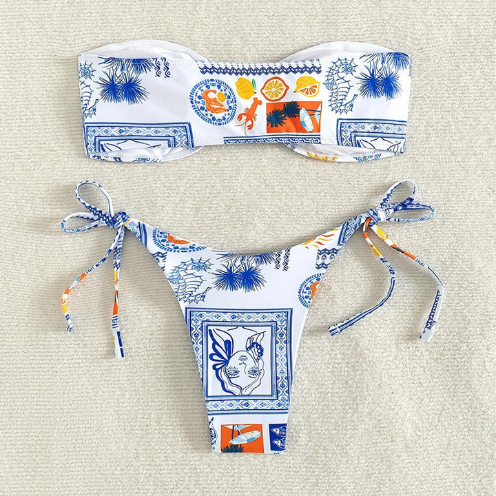 Women's Bandeau Bikini with Playful Pattern EB