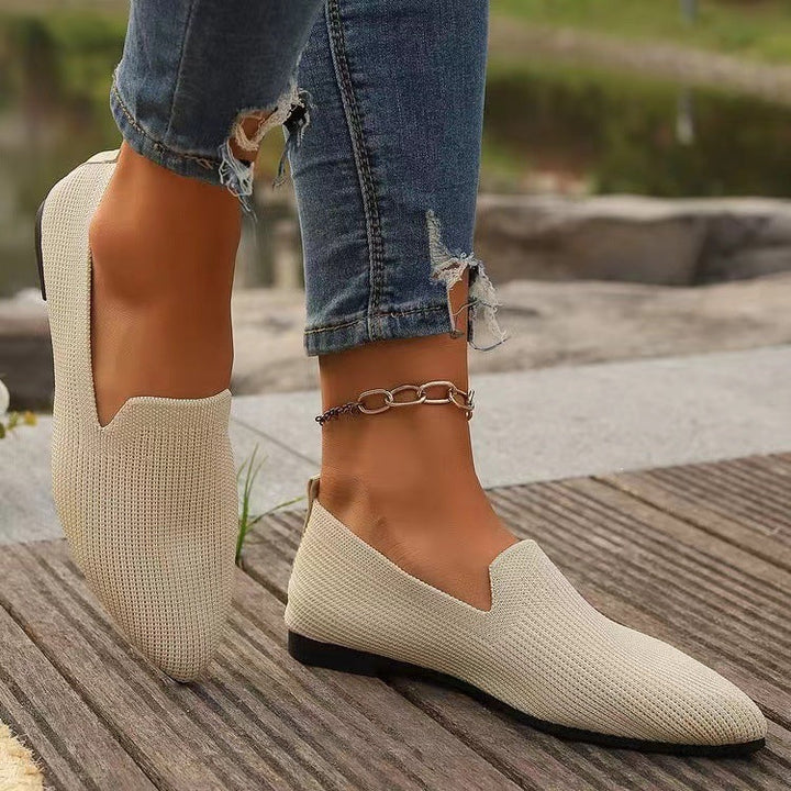 Women's Breathable Slip-On Ballet Flats Made of Flexible Mesh Material EB