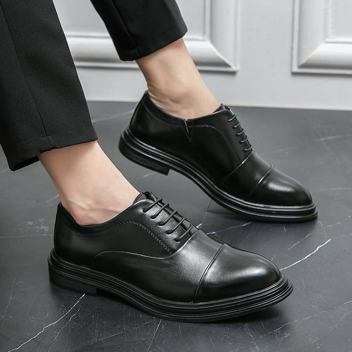 Men's Cap-Toe Derby Shoes with Lace-Up Closure