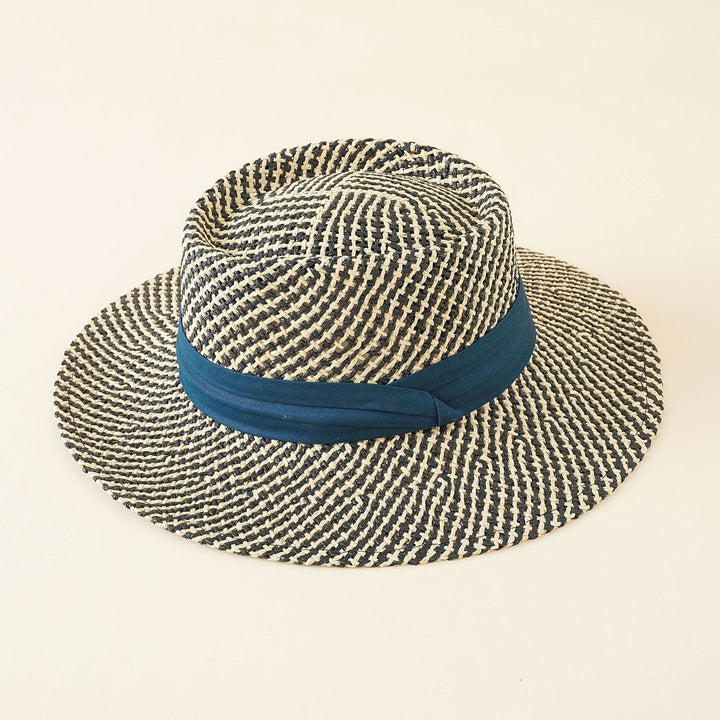 Women's Straw Hat with Wide Brim and Contrast Band