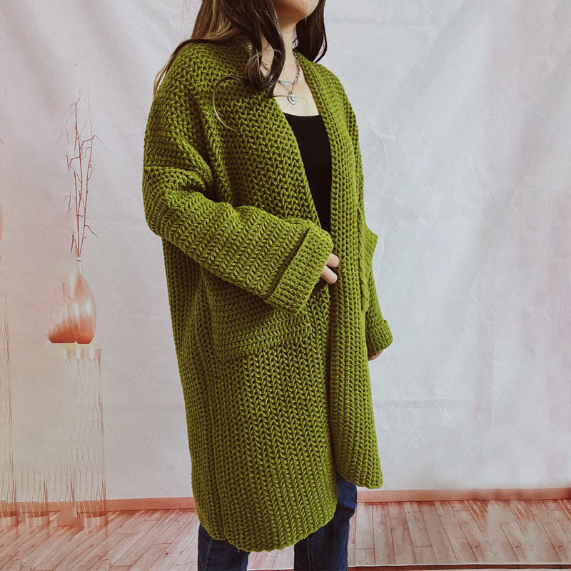 Casual Knitted Cardigan in Solid Color