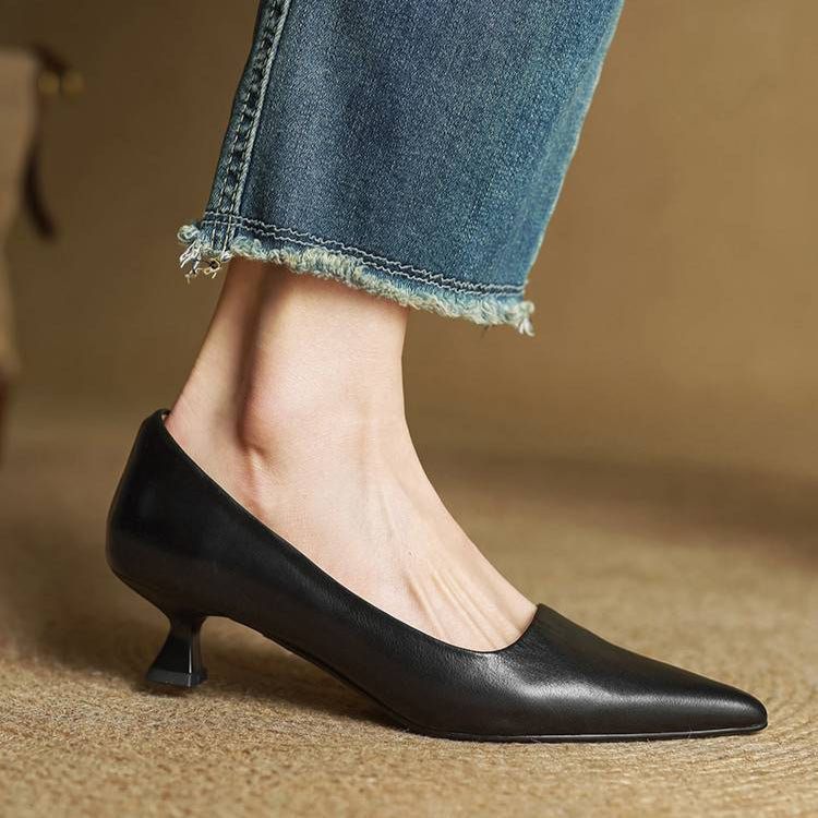 LEONIE – CLASSIC POINTED TOE LEATHER HEELS