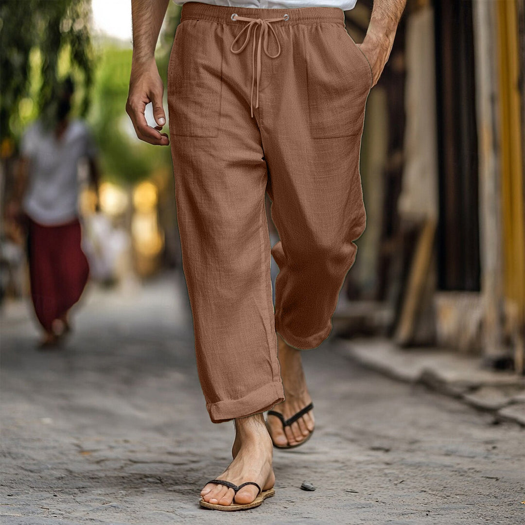 Men's Lightweight Casual Pants with Elastic Waist & Pockets
