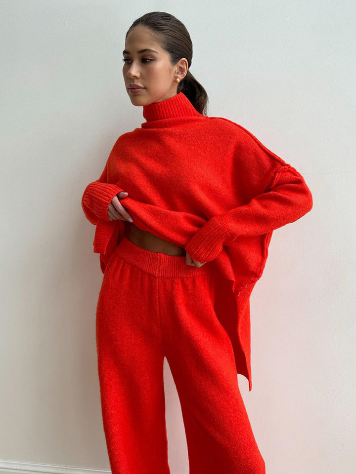 Women's Knitted Roll-Neck Jumper Set