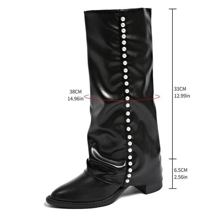 Women's Boots with Pearl Decoration and Non-Slip Sole