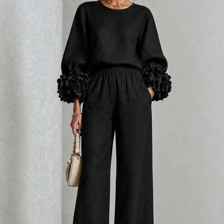 Cufflora – Floral Cuff Wide-Leg Two-Piece Set