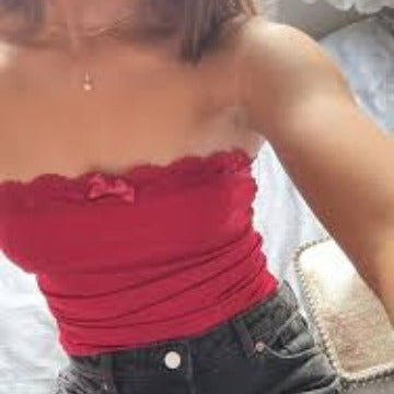 Women's Bandeau Top with Lace Trim and Fitted Cut EB