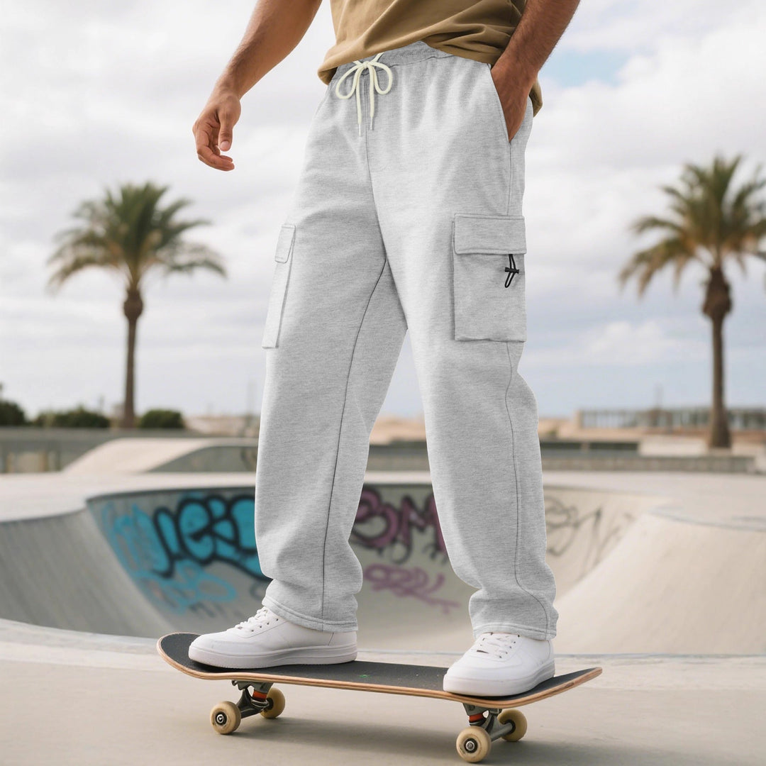 Men's Cargo Jogging Pants with Elastic Waistband and Side Pockets