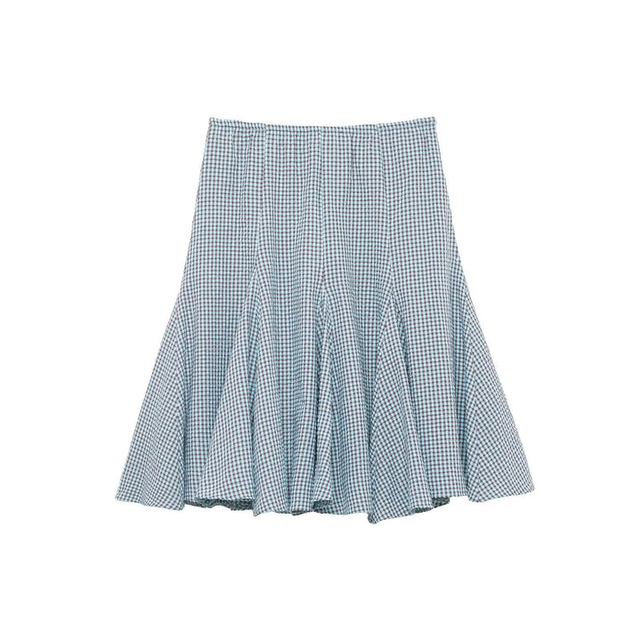 Women's Flared Gingham Skirt with Pleats EB