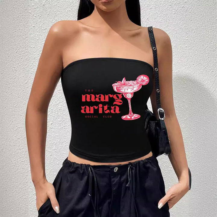 Women's Bandeau Top with Eye-Catching Statement Print EB