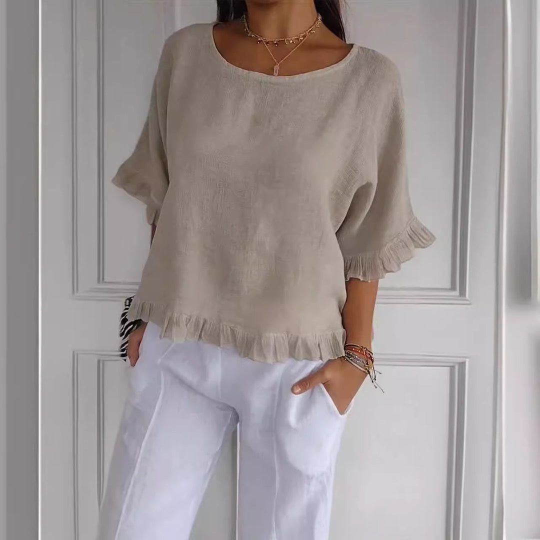 Women's Casual Gathered Trim Blouse