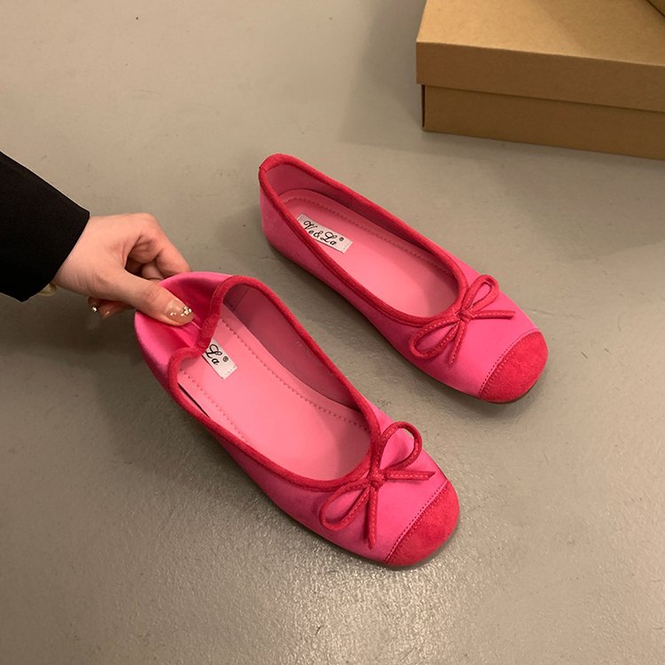 Ladies' Comfortable Ballet Flats with Decorative Bow Accent and Elastic Footbed EB