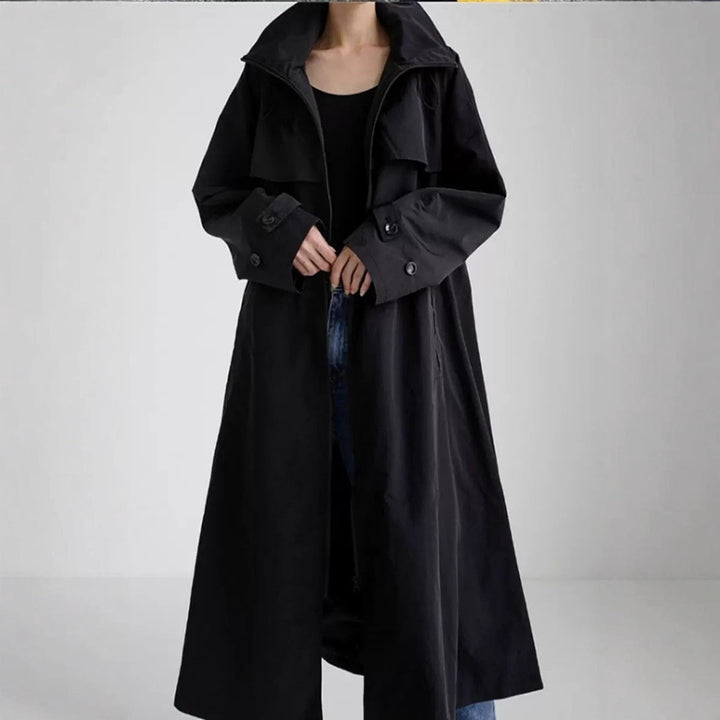 Women's Oversized Maxi Coat with Hood and Cape Yoke