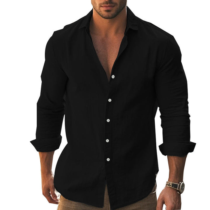 Men's Elegant Long Sleeve Shirt with Modern Collar
