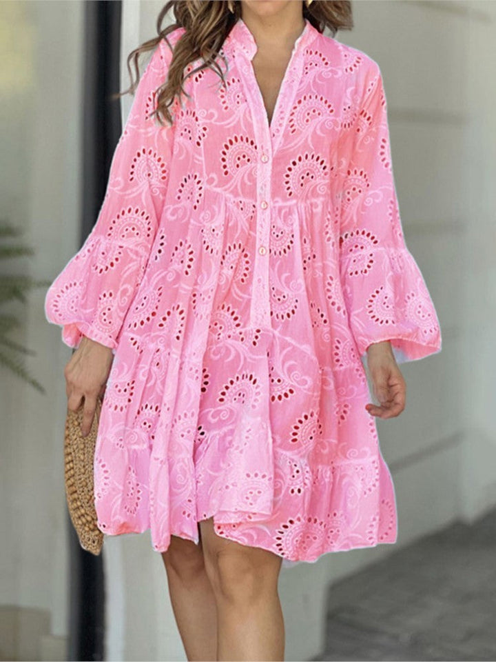 Gala | Mini dress for women with lace embroidery and ruffles